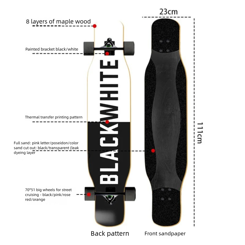 لوح تزلج طويل بطول 44 بوصة للم - مراجعة Skateboard Complete Deck وسعره